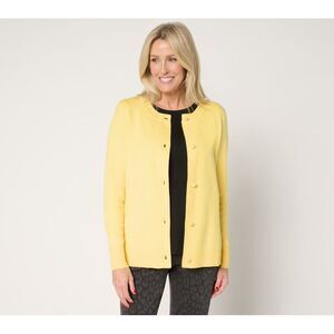 Maya J Women's Top Sweater Sz XL Denim & Co. Long Sleeve Button Yellow A676302